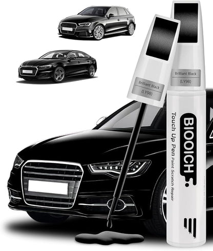 Touch Up Paint Pen Exact Color Match Car Chip and Scratch Repair (for Audi, Brilliant Black(A2/LY9B))