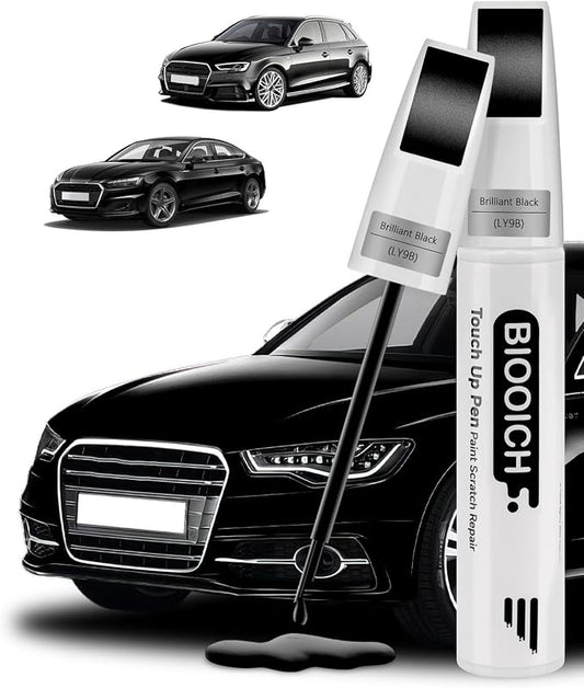 Touch Up Paint Pen Exact Color Match Car Chip and Scratch Repair (for Audi, Brilliant Black(A2/LY9B))