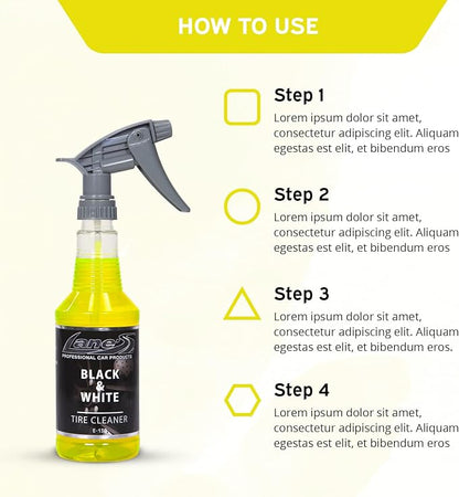 LANE'S Black and White Tire Cleaner- Tire Cleaner, Cleaning Tire Spray, Strong Tire Cleaner - Formulated Cleaning Strength, Restores Rubber to Black, Fast Acting Tire Cleaner- 1 Gallon