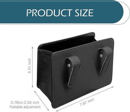Car Trash Can, Leather Vehicle Trash Bin with 1 Roll Trash Bag, Mini Foldable Seat Back Hanging Storage Bag Container, Waterproof Car Door Storage Box, Universal for Most Cars (Black)