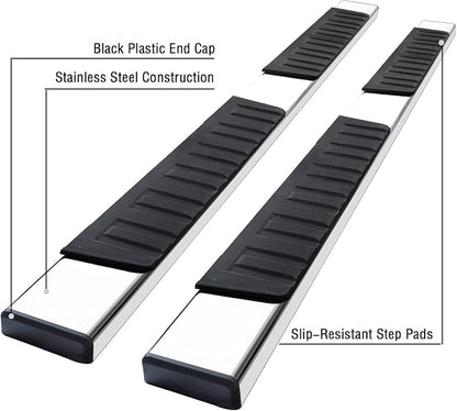 COMNOVA 6 Inch Running Boards Compatible with 2019-2026 Ford Ranger Super Crew Cab with 4 Full Size Doors, Ranger Steps Rock Sliders Step Bar, Side Steps Made with Stainless Steel.