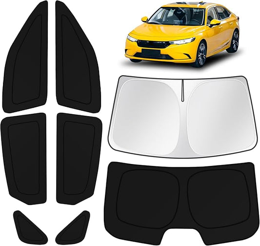 KUST Car Window Shades for Honda Civic 2022-2025 2026 Windshield Sun Shade Side Window Cover UV Block Privacy Protection Accessories for Camping Blackout Rear Back Full Set 8PCS