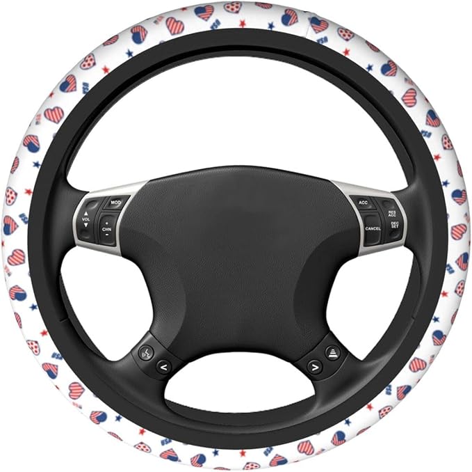 4th of July American Flag Steering Wheel Covers Universal 15 Inch Non Slip Neoprene Car Steering Wheel Protector Covers for Men Women