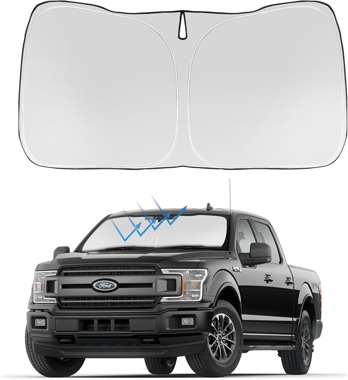 Proadsy 2026 Upgrade Front Windshield Sun Shade Foldable Sunshade Protector Custom Fit 2015-2020 Ford F-150 F150 Lariat, King Ranch, Platinum, XL XLT Limited Raptor Accessories