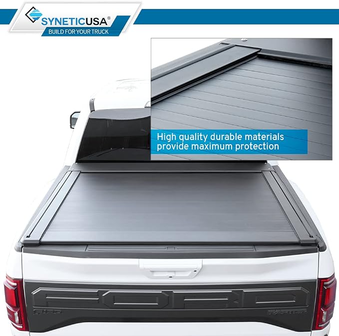 Syneticusa AR Automatic Retractable Truck Bed Cover with R3 Rack for Ford F-150 2004–2026 | 5.5' (67”) Short Bed | Aluminum Hard Retractable Tonneau Cover | Easy Installation | Waterproof, Low-Profile