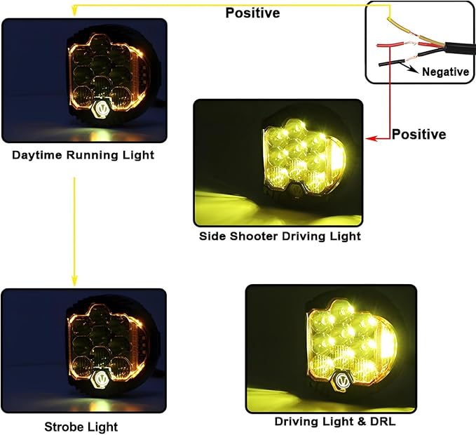 Gzminjie 5 Inch 50W Amber Yellow LED Driving Lamp, LED Work Light Bar Side Shooter Off Road Driving Light Spot Flood Combo Driving Lamp IP67 Waterproof Fog Light for Truck ATV SUV Car, Pack of 1