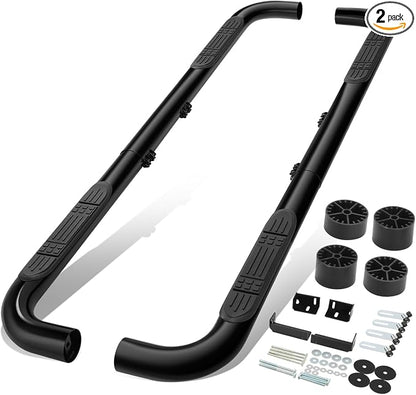 Auto Dynasty Running Boards Retractable and Adjustable Design, Compatible with 1999-2011 Silverado Sierra Suburban Tahoe Dodge Ram Yukon XL Extended Crew Cab, Mild Steel Tubular Side Steps, Black