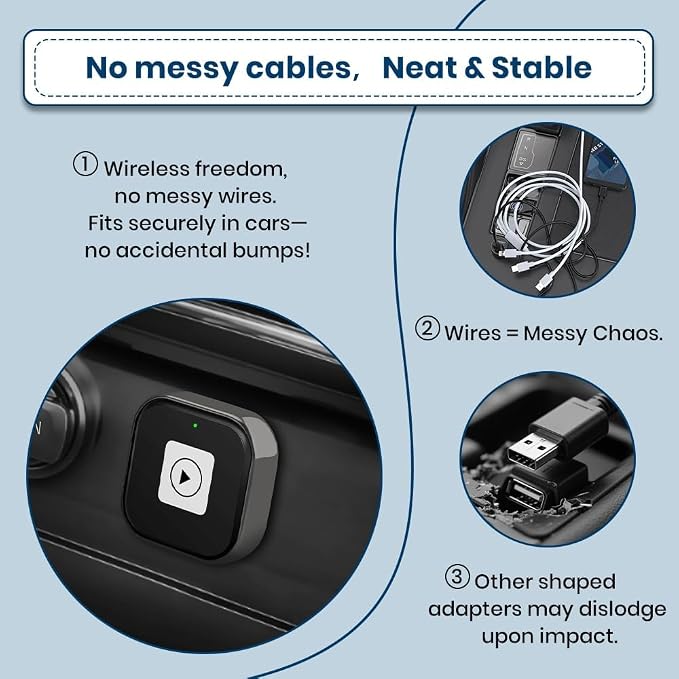 Mini 2-in-1 Wireless CarPlay & Android Auto Adapter for iOS 10+ & Android 11+, Plug & Play Dongle for USB/Type-C Port Converts Wired to Wireless, Fast Auto-Connect/Low Latency/Compact Design