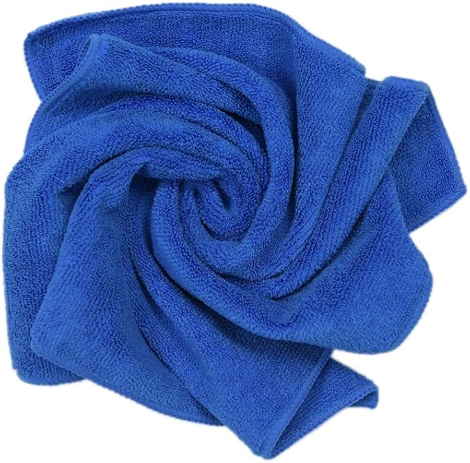 CARCAREZ Premium Microfiber Detailing Towels, 340 GSM Lint Free Car Buffing Waxing Polishing Drying Towels (6, Blue, 16x16 Inch)