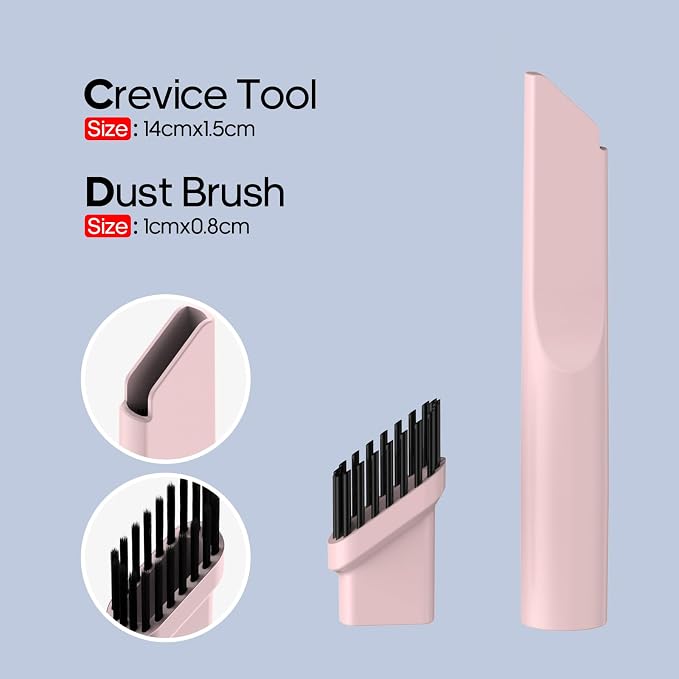 Auloea Portable Mini Car Vacuum Cleaner Pink, High Power Cordless(400g) Handheld Rechargeable Vacuum Cleaner for Desk V06