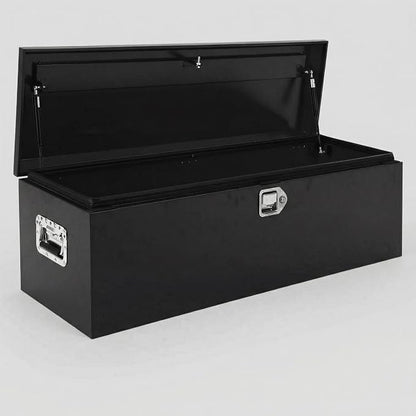 Heavy Duty Steel Metal Tool Box 20" for Truck Bed, Locking Plate Crossbed Storage Chest with Gas-Strut Assisted Lid, Weather-Resistant Truck Bed Tool Box for Pickup, Trailer, RV