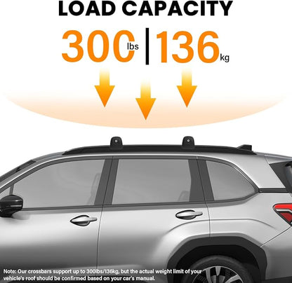 300lbs Lockable Roof Rack Cross Bars Compatible with 2025 2026 Subaru Forester Sport/Touring, Aluminum Roof Rails Crossbars for Rooftop Cargo Carrier Luggage Kayak Canoe Bike Snowboard Rack