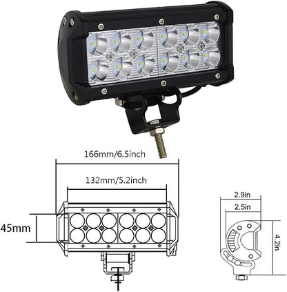 Willpower 7 inch 2x36W Spot LED Work Light Bar Driving Lamp 12V 24V for Jeep Truck Car ATV SUV 4X4 Truck