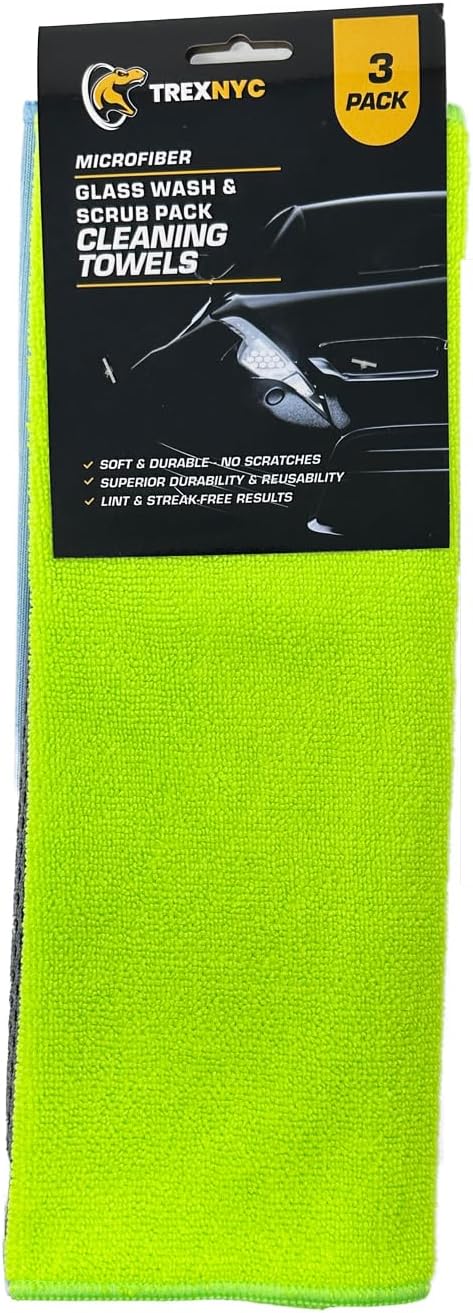 Microfiber Cleaning Cloth Set - Soft & Durable Cleaning Towels with Superior Durability & Reusability (1 Pack, Glass Wash & Scrub)