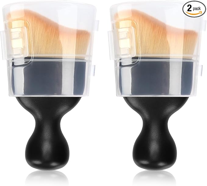 Car Interior Detailing Brush, 2PCS Car Interior Cleaning Soft Brush, Curved Design Car Cleaning Brush Dust Collectors, Car Interior Cleaning Tool Brush with Cover