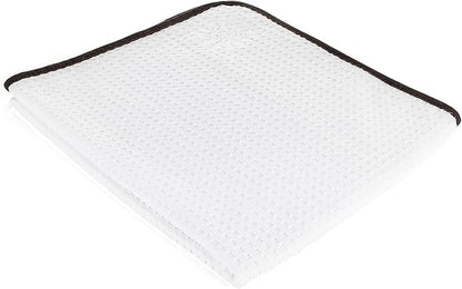 The Rag Company Dry Me A River, Professional Korean 70/30 Blend Microfiber Waffle-Weave Drying & Detailing Towels, Soft Suede Edges, 390 GSM, 26x59 Inches, White, 1-Pack
