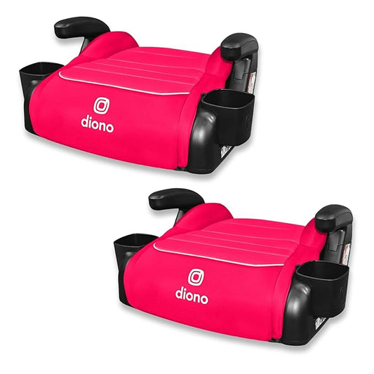 Diono Connect3 R Backless Booster Pack of 2, Slim Fit 3-Across in Many Mid-Sized Sedans and SUVs, for Children from 40-120 lbs., Lightweight with Cupholder, Pink Cotton Candy