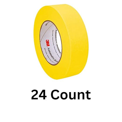 3M Automotive Refinish Masking Tape, 36 mm x 55 m, Yellow, 24 Pack – High-Performance Tape for Precise Auto Painting and Detailing