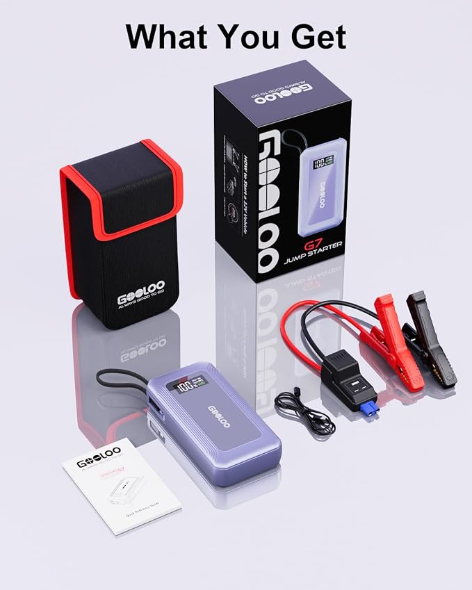 GOOLOO G7 3000A Jump Starter with Built-in Cable,Portable Power Pack for 45W Fast Charging,12V SuperSafe Lithium Jump Box, Battery Booster Pack Up to 8.5L Gas or 6.0L Diesel Engine
