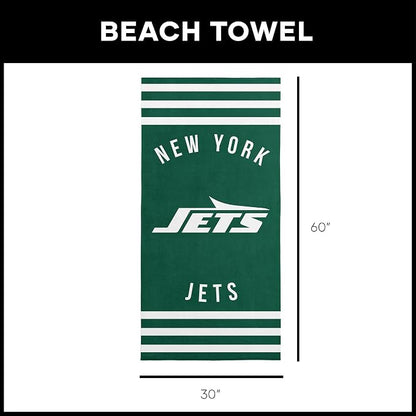 Northwest NFL New York Jets Unisex-Adult Beach Towel, 30" x 60", Stripes