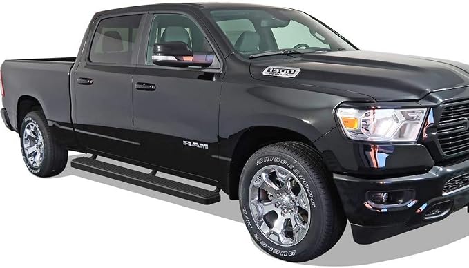 APS 6in Stainless Steel Black Running Boards Compatible with Ram 1500 2019-2026 Crew Cab (Will Not Fit 2018 Previous Generation Build in 19-24) (Nerf Bars Side Steps)