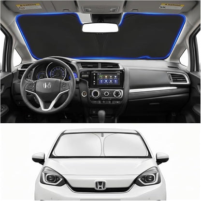 Custom Fit Windshield Sun Shade for Honda Fit 2007-2026 | Custom Fit Windshield Cover, Blocks UV Rays, Double-Layer Heat Shield, Durable Frame, Easy Fold & Storage