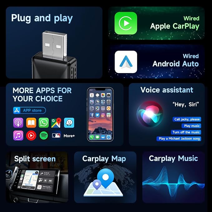 Mini Wireless Carplay Adapter 2026, Easy to Set Up and Upgrade Wired CarPlay&Android Auto to Wireless, Connects Quickly, Portable Mini Car Play Dongle, Fit for Cars with Built-in CarPlay