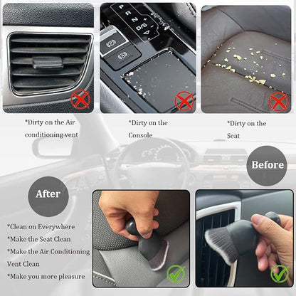 Car Interior Detailing Brush 1PC,Car Brushes for Detailing Interior,Soft Car Detailing Brush,Universal Car Brush Tool(Black+White)