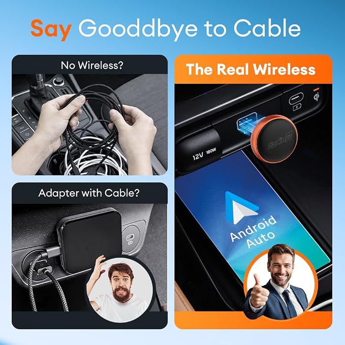 Carlinkit Wireless CarPlay & Android Auto Adapter, Mini Ultra3 for OEM Wired to Wireless Dongle for iOS 10+ & Android 11+, Plug & Play, USB-A/Type-C Online Upgrade, Fast Auto-Reconnect(Orange)