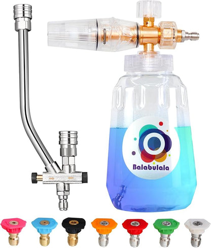Foam Cannon for Pressure Washer with Dual Connector, Balabulala Car Foam Cannon with Dual Adapter, 1/4" Quick Connect,4200 PSI