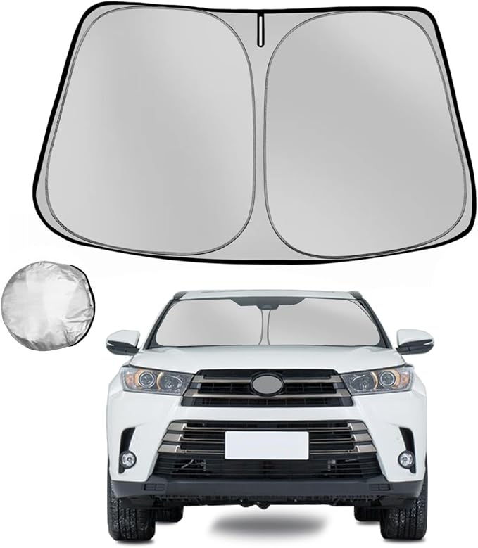Windshield Sun Shade for 2014-2019 Toyota Highlander SUV Foldable Sun Sunshade for Car Front Window Blocks UV Rays and Heat Automotive Interior Protector Custom Fit Accessories