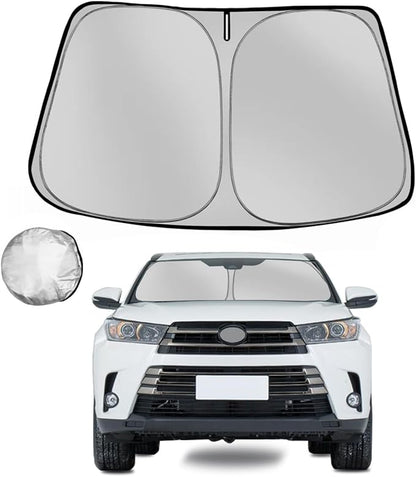 Windshield Sun Shade for 2014-2019 Toyota Highlander SUV Foldable Sun Sunshade for Car Front Window Blocks UV Rays and Heat Automotive Interior Protector Custom Fit Accessories