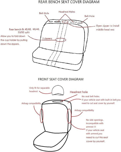 Flying Banner Car Seat Covers Front Seats Rear Bench Polyester car seat Protectors Easy installations Rear Bench Split Classic Man Lady Truck (Full Set - Low Back, Black Purple)…