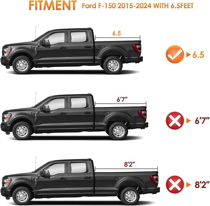 Nilight Soft Roll-Up Tonneau Cover for 2015–2026 Ford F-150 6.5ft Bed, Weatherproof Low Profile Truck Bed Cover, Quick Roll-Up Design
