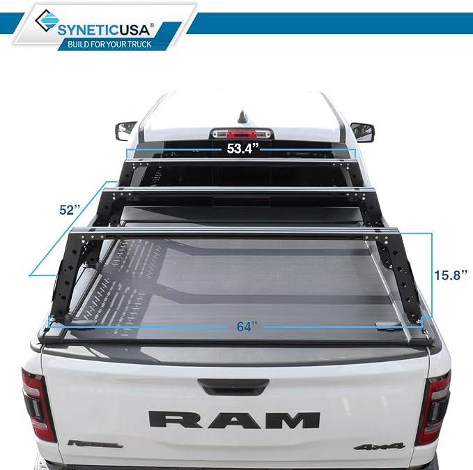 Syneticusa MR Retractable Truck Bed Cover with R6 Rack for Ford F-150 2004–2026 | 6’7” (78.9”) Bed | Aluminum Hard Retractable Tonneau Cover | One-Person Installable | Waterproof, Low-Profile