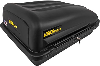 JEGS Rooftop Cargo Carrier for Car Storage - Small Roof Rack Cargo Carrier - Heavy Duty Weatherproof Storage - Made in USA - 10 Cubic Ft - 110 Lb Capacity - Zero Tool Easy Assembly - Aero Design