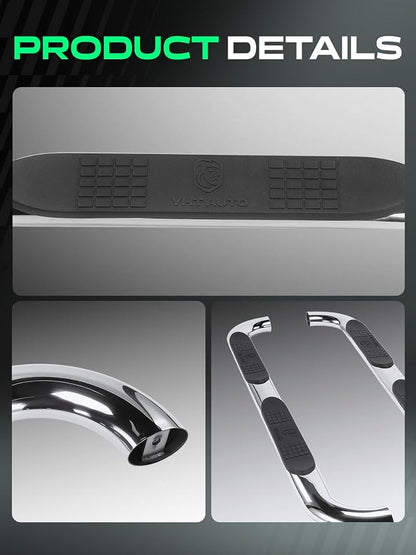 YHTAUTO 4 Inch Running Boards Side Steps Fit Ford F-150 2015-2026, F350/250/450/550 Super Duty 2017-2026 (Extended Cab/Super Cab) Oval Bent Ends Stainless Steel Polished Chrome, Truck Side Step Rails