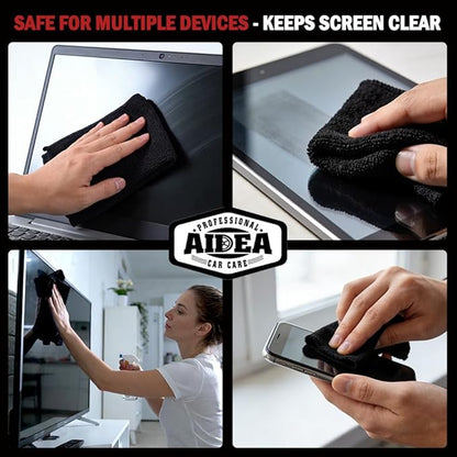 AIDEA Microfiber Cleaning Cloth Black 20PK, Microfiber Towels for Cars, Premium Car Cloth, Dusting Cloth Lint Free Cleaning Rags for SUVs, House, Kitchen, Window, Workshops,12×12"