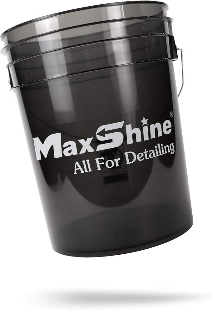 Maxshine 5 Gallon Detailing Bucket - Black Universal Car Wash Bucket for Auto Detailing, Scratch-Free Washing, Garage Storage, Holds Soap, Foam Cannon, Brushes & Microfiber Towels