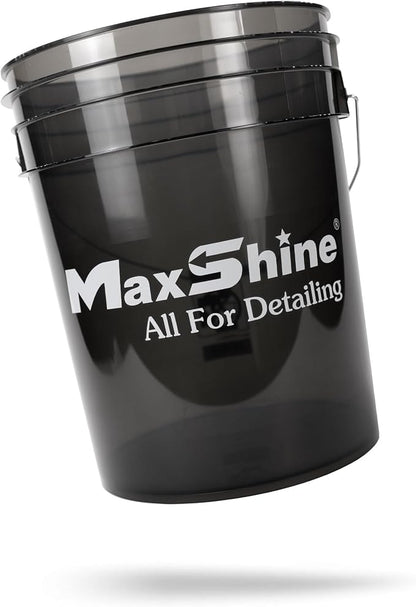 Maxshine 5 Gallon Detailing Bucket - Black Universal Car Wash Bucket for Auto Detailing, Scratch-Free Washing, Garage Storage, Holds Soap, Foam Cannon, Brushes & Microfiber Towels