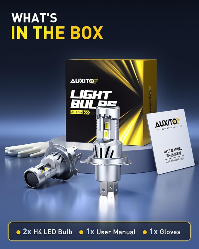 AUXITO H4 LED Bulb, 9003 Light Bulbs, 48000LM, 99% Vehicle Fit, Dual Turbo Cooling Fan, Plug N Play, 3MIN Installation, 20Year+ Lifespan