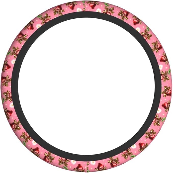 Cherry Flower Steering Wheel Covers Non Slip Neoprene Universal 15 Inch Steering Wheel Protector Car Cover for Men Women