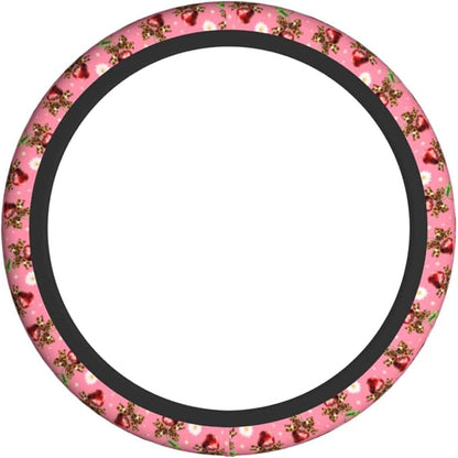 Cherry Flower Steering Wheel Covers Non Slip Neoprene Universal 15 Inch Steering Wheel Protector Car Cover for Men Women