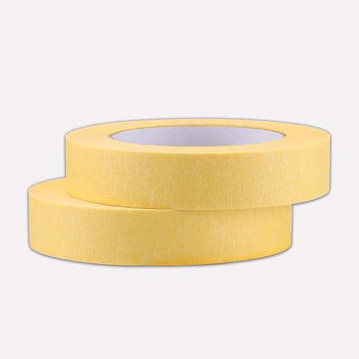 Lichamp 25mm x 50m Yellow Automotive Masking Tape for Painting, Auto Body Masking Tape for Car Detailing, Yellow Painters Tapes 1 inch x 55 Yards x 2 Rolls