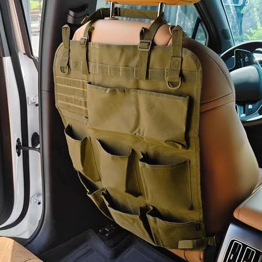 Car Backseat Organizer, Waterproof Oxford Automotive Seat Back Protector with 8 Pockets, Hanging Vehicle Behind Seat Storage Bag, Universal Travel Accessories for RV, SUV, Truck(Brown)