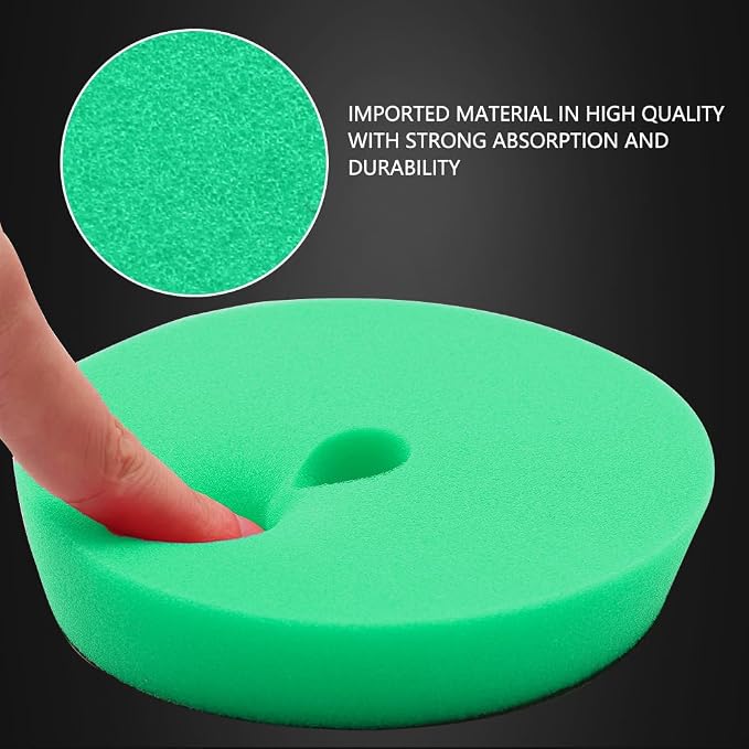 SPTA Green T120 Heavy-Cut Polishing Foam Pad, 1Pc 6.5 Inch Face for 6 Inch 150mm Backing Plate Compound Buffing Sponge Pads for Car Buffer Polisher Compounding, Polishing and Waxing -FPBFS6G