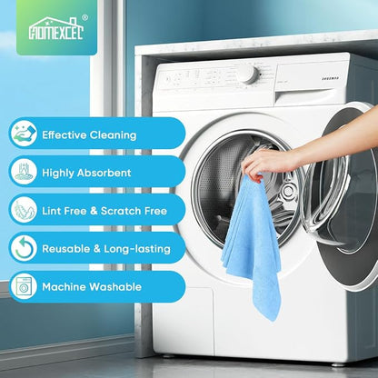 HOMEXCEL Blue Microfiber Cleaning Cloths, 20 Pack Cleaning Rags - Lint Free & Scratch-Free Microfiber Towels for Cars, House & Kitchen, Absorbent Cleaning Towels, 11.5 x 11.5 Inch