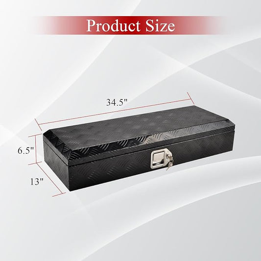 34.5''Inch Aluminum Truck Tool Box Truck Bed Toolbox Trailer Chest Box Trailer Storage Organizer Waterproof Square Storage Organizer w/Lock&Keys Black(‎34.5" Lx13'' Wx6.5'' H)