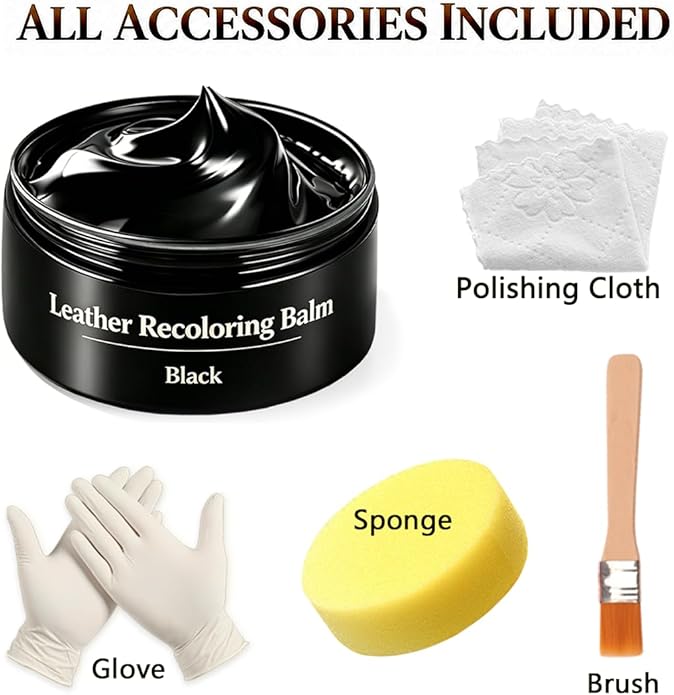 Leather Recoloring Balm, Leather & Vinyl Color Restorer Conditioner – Repairs Faded & Scratched Leather Color
