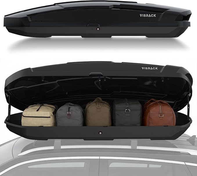 26 Cu Ft Cargo Box, Hard Shell Roof Cargo Carrier with Security Keys, 87.20" x 38.19" x 17.36" Roof Box, Dual-Sided Opening, Tool-Free Install, Black